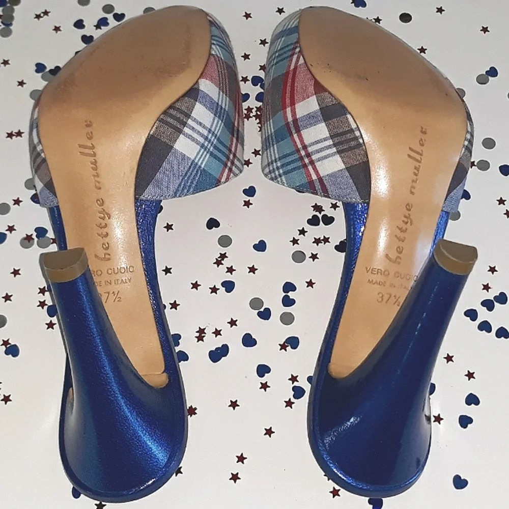 Bettye Muller Madras Leather Platform Heels 37.5 Italy